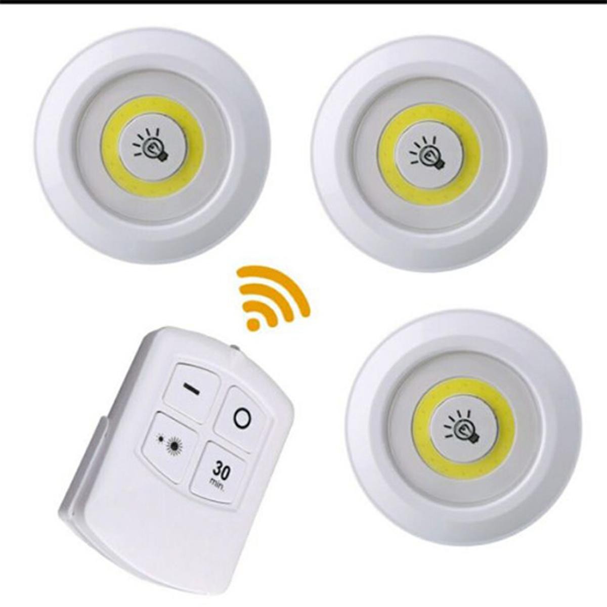 Pack of 3 LED Remote Control Lights – Tap Lights