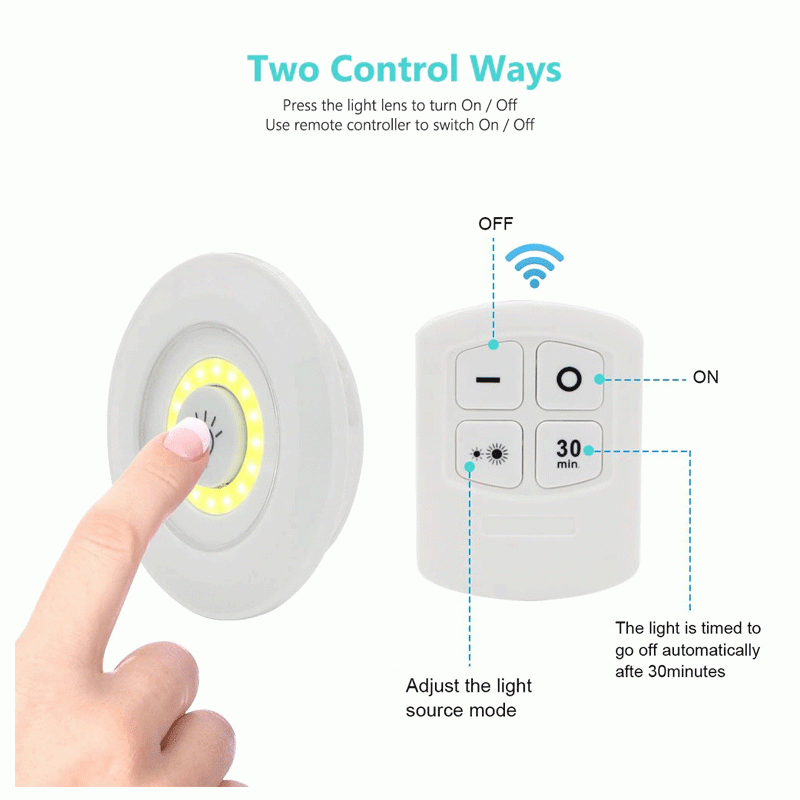 Pack of 3 LED Remote Control Lights – Tap Lights